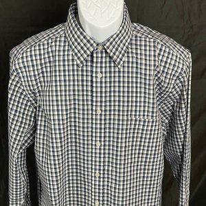 Men's Stafford, Regular Fit 16 32-33 Checked Blue Dress Shirt
